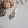 Sterling Silver and Turquoise Pendant Necklace, Hammered Silver and Pebbles
