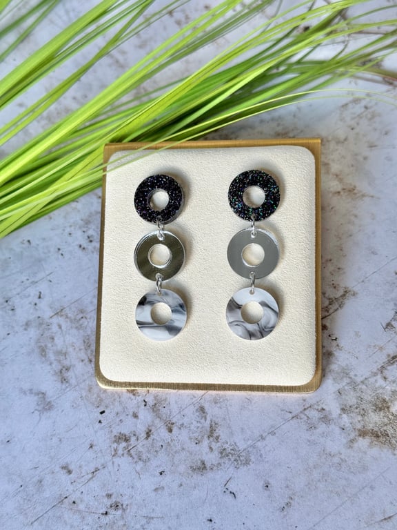 Three Hoop Drop Acrylic Earrings