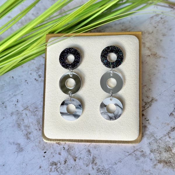 Three Hoop Drop Acrylic Earrings