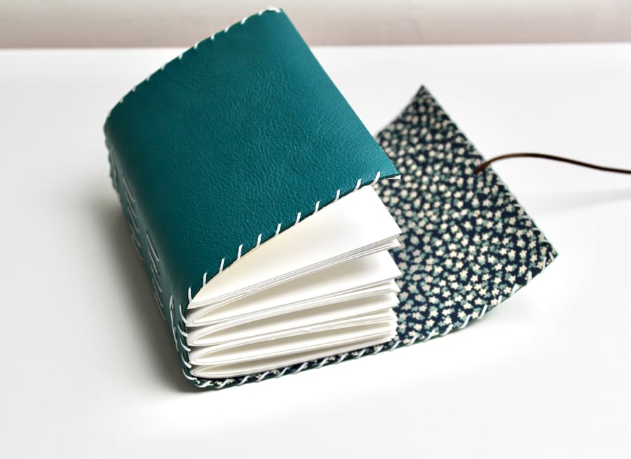 Handmade Green Leather Art Journal sketchbook 