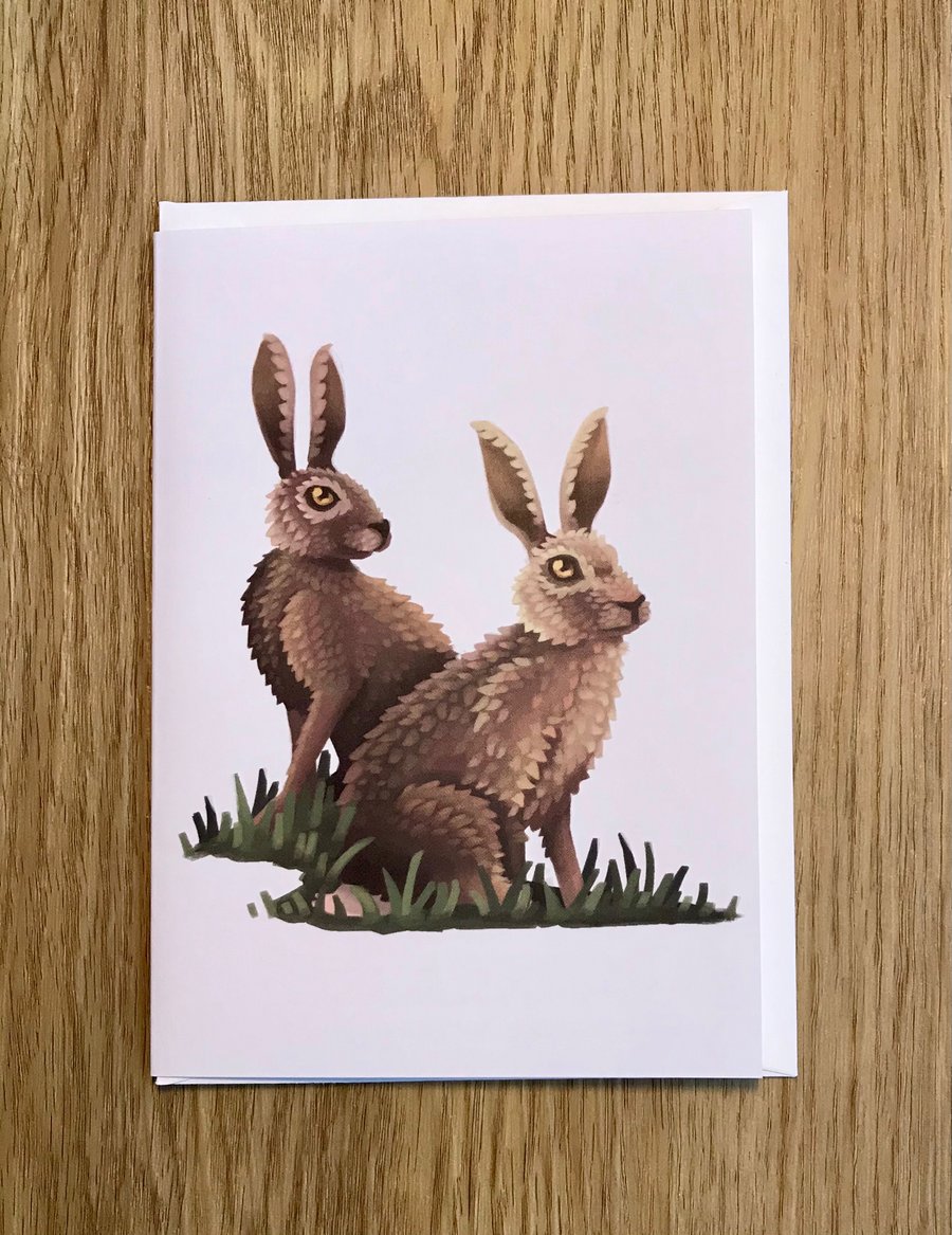 Hares Blank Greeting Card