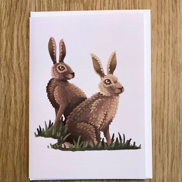 Hares Blank Greeting Card