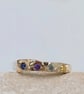 Golden Fusion Hammered Silver Ring with Cubic Zirconia - Size L - Image 6