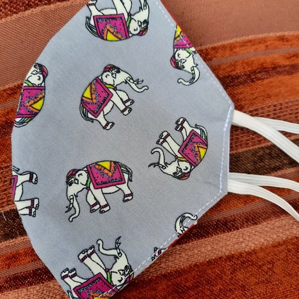 Elephant washable handmade face mask 