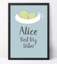 Best Big Sister or Brother, personalised 'Smiler' print, christening new baby - Image 9