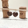 Leopard print small heart hoop polymerclay earrings