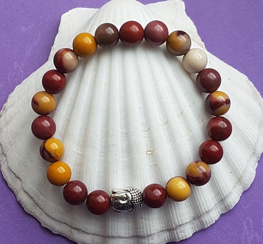 Beautiful Mookite Buddha Stretch Bracelet