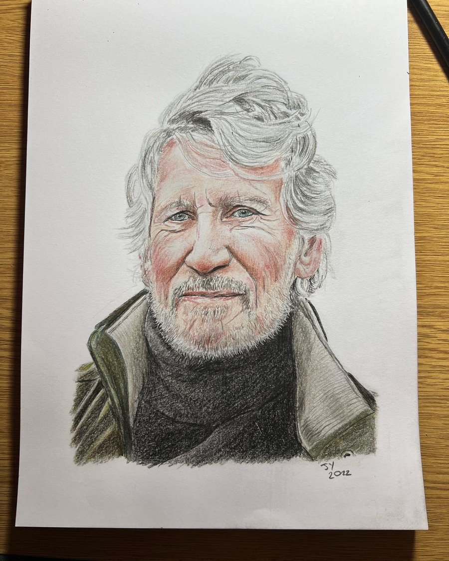 Original artwork portrait of Roger Waters of Pink Floyd