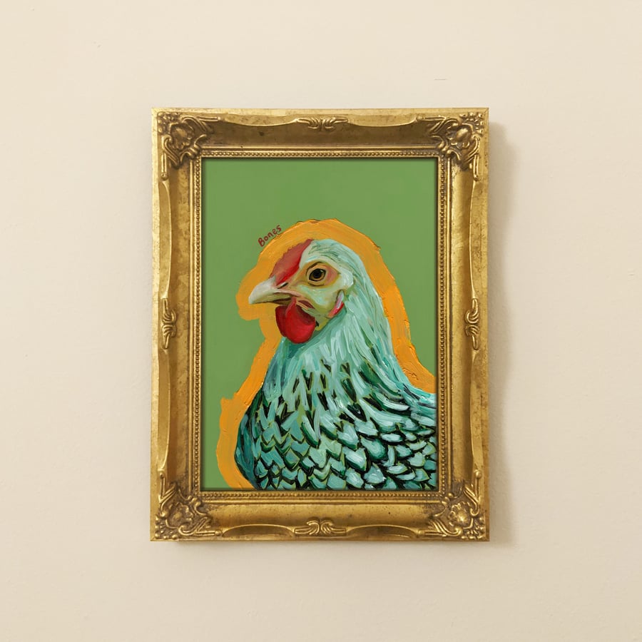 Colourful Green Chicken Print
