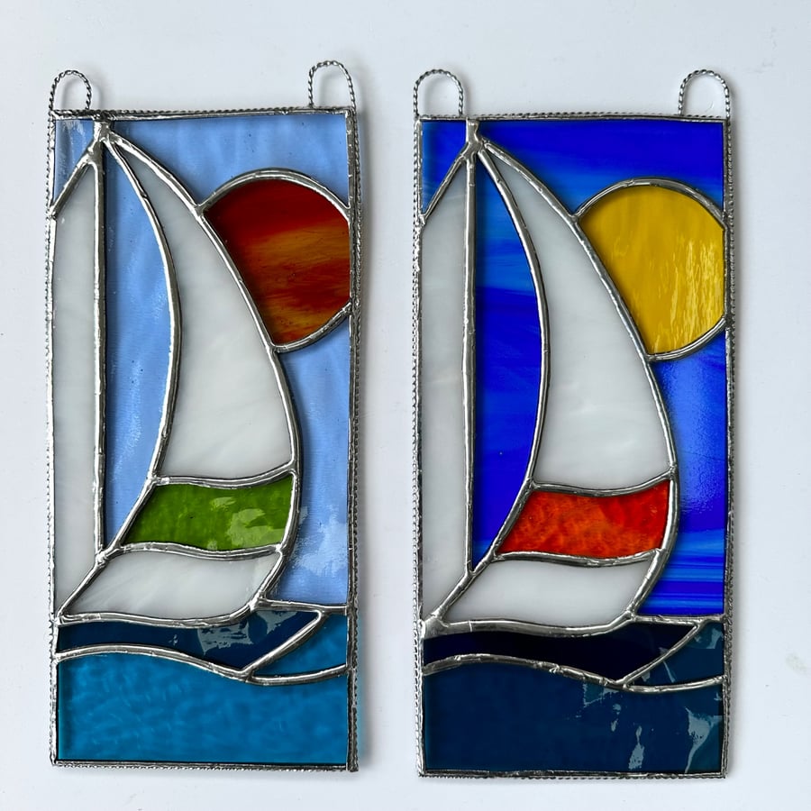 Stained Glass Sailing Boat Suncatcher - Sail Boat - Hanging Window Decoration