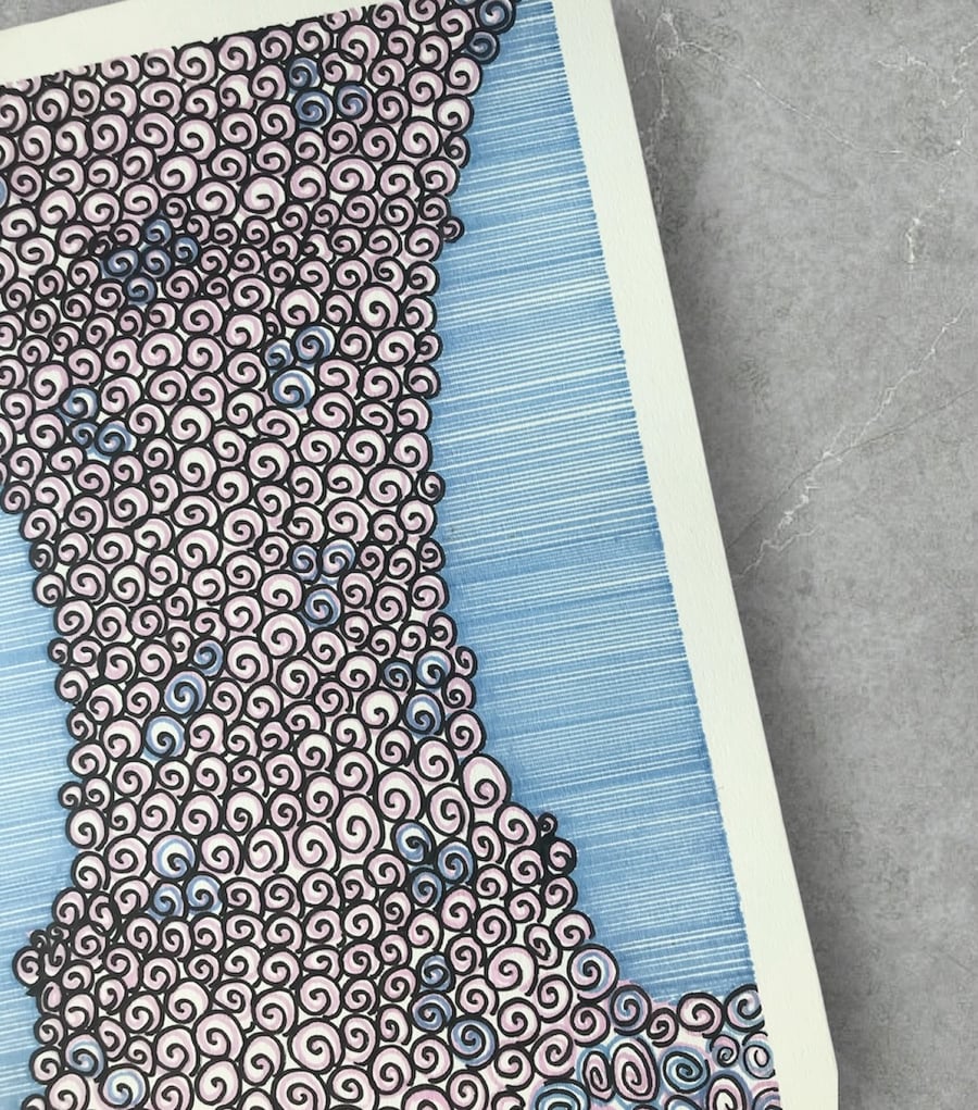 Abstract Illustration A3 Tornado Pink and Blue Original Art