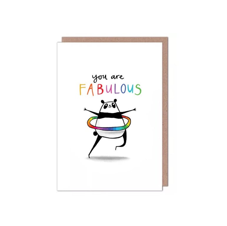 You Are Fabulous Panda Hula Hoop Valentines Birthday Anniversary Card