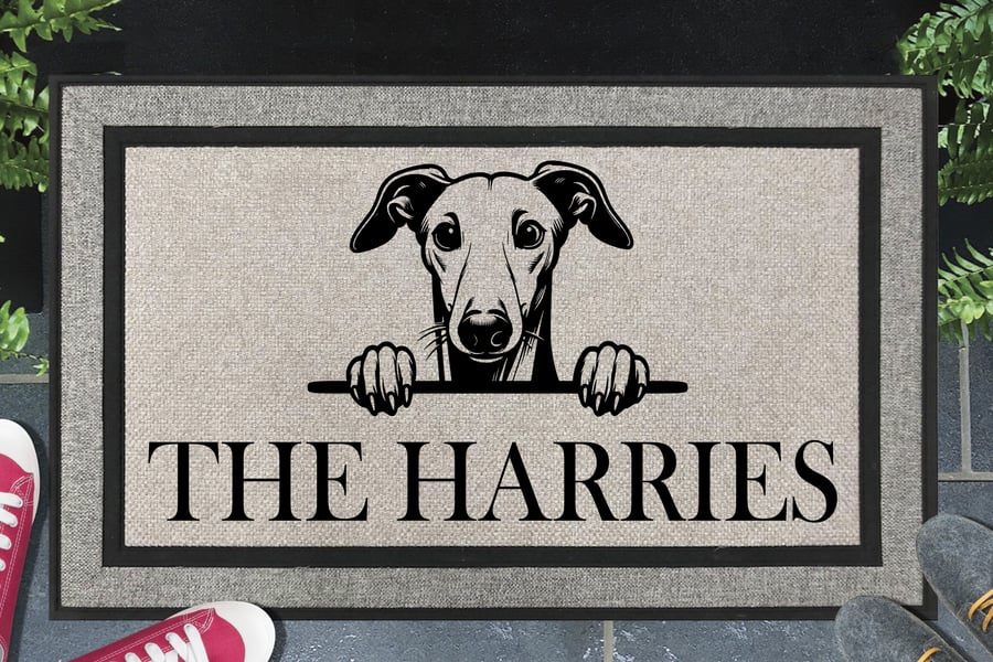 Whippet Dog Door Mat No.1 - Personalised Whippet All Weather Doormat - 45x70cm 
