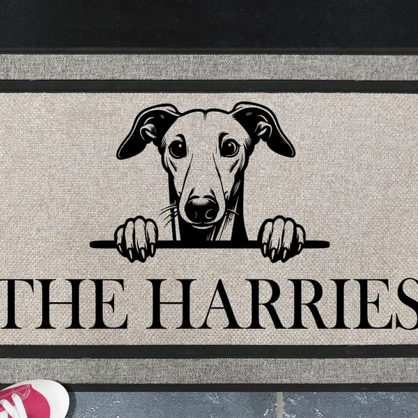 Whippet Dog Door Mat No.1 - Personalised Whippet All Weather Doormat - 45x70cm 