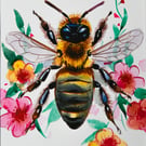 Bee Watercolour Painting, 100% Hand-Painted & One of a Kind