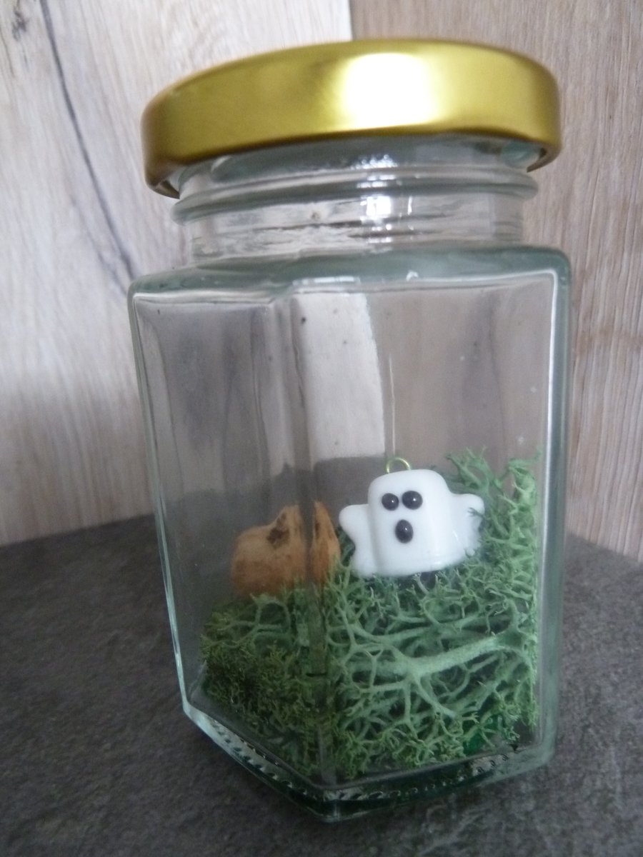 SALE spooky ghost glass jar