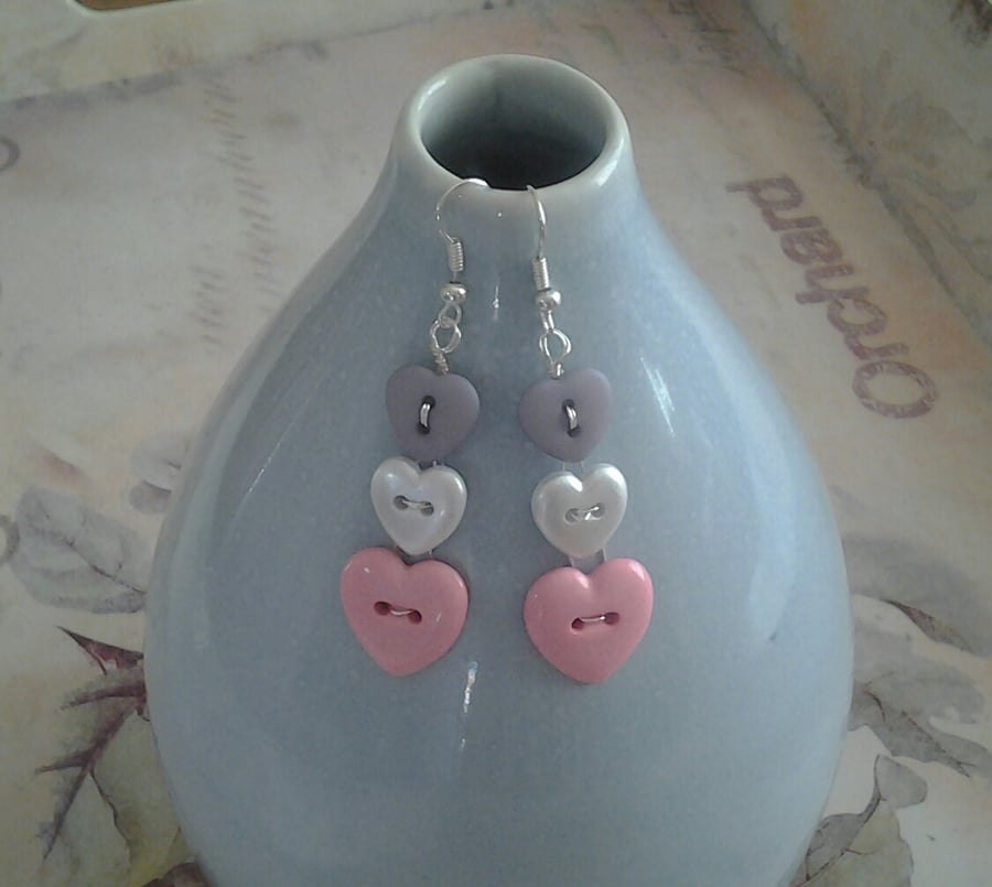Heart Button Earrings