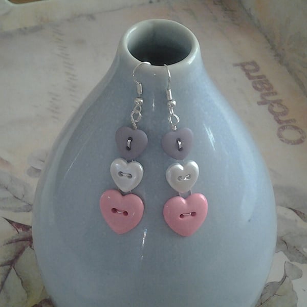 Heart Button Earrings