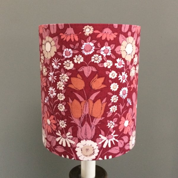 Devine Dusky Red Floral Daisy Chain Pat Albeck  vintage fabric Lampshade option