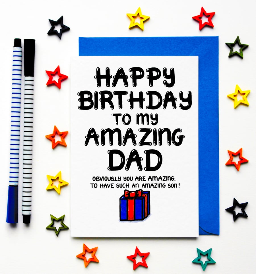 Funny, Joke Birthday Card For Dad From Adult, Teenage, Infant Son