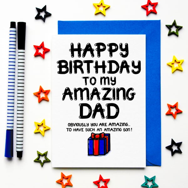 Funny, Joke Birthday Card For Dad From Adult, Teenage, Infant Son