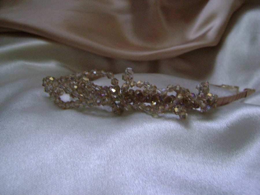 Champagne Crystal Vintage Style Side Tiara