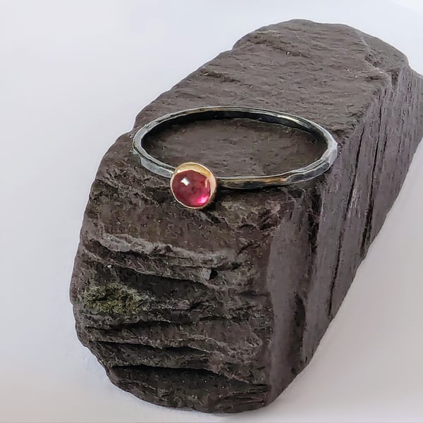 HANDMADE Recycled Sterling Silver Garnet Ring