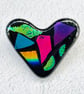 Cosmos dichroic glass heart brooch