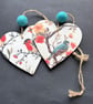 Lovely decoupaged bird hanging heart 