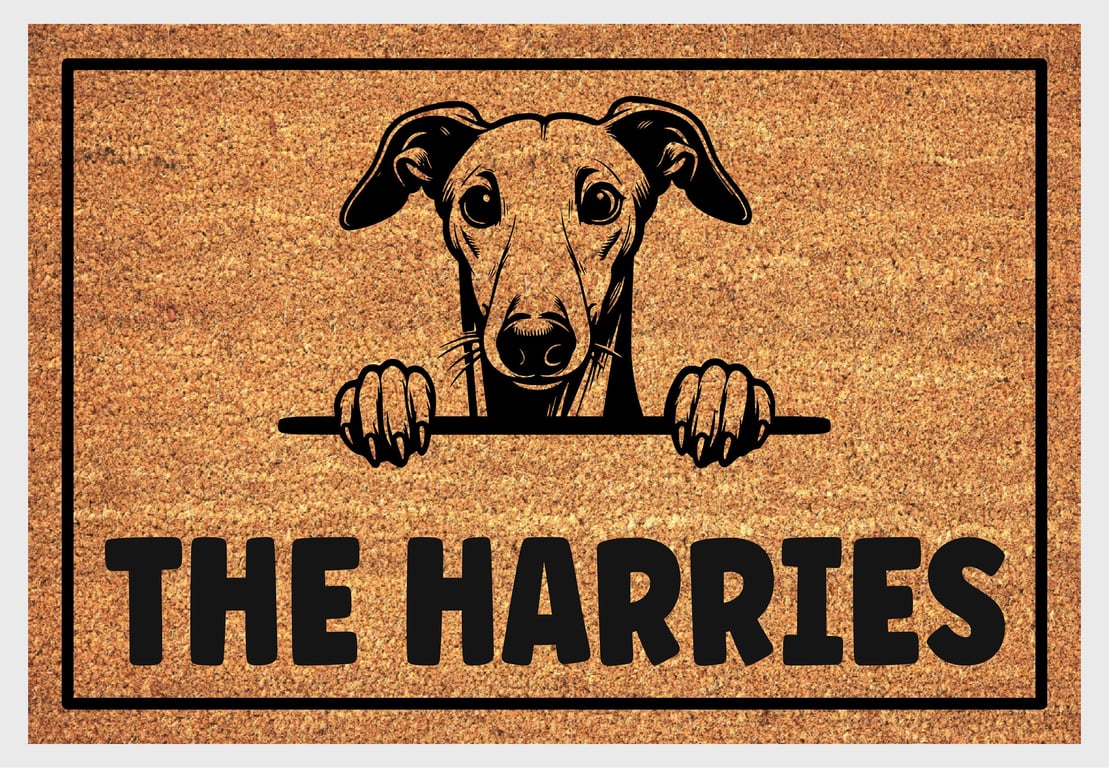 Whippet Door Mat No.1 - Personalised Whippet Welcome Mat - 3 Sizes