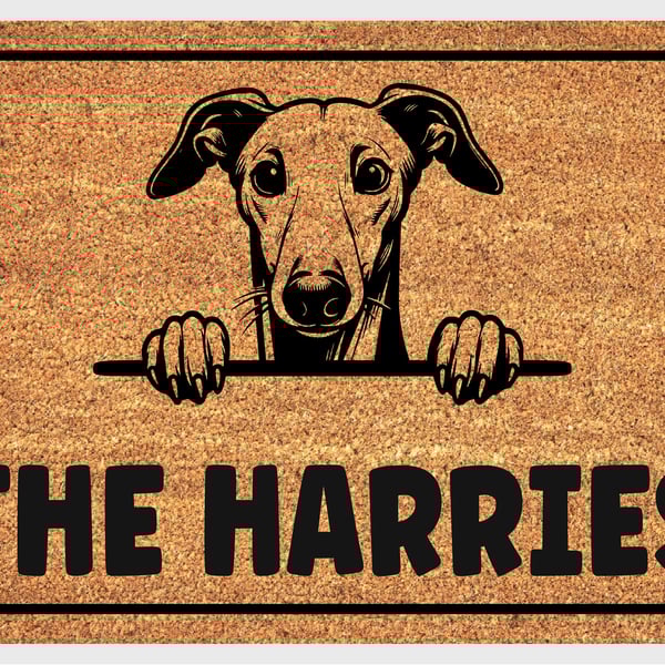 Whippet Door Mat No.1 - Personalised Whippet Welcome Mat - 3 Sizes