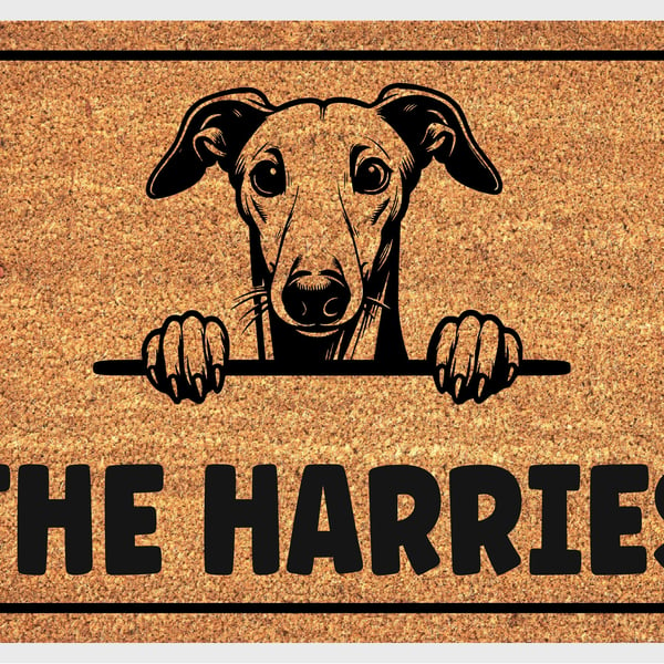 Whippet Door Mat - Personalised Whippet Welcome Mat - 3 Sizes