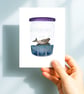 Common Seal in a jar, A6 giclée greetings card with recycled brown envelope