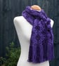 Crochet Stripey Scarf in Sparkly Purple and plain Purple - Image 8
