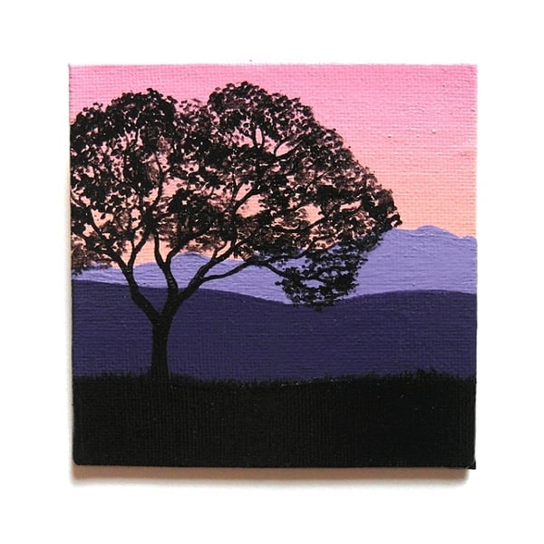 Japanese Dawn Landscape Original Painted Fridge Magnet