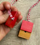 Two Wooden Building Ornaments - Plastic-Free Decorations Upcycled from Toys - Image 6