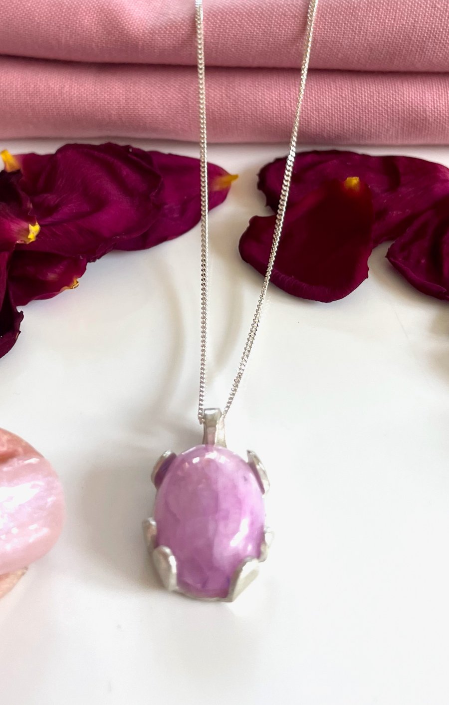 Pink hug, moonstone necklace