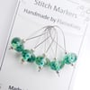 Lampwork Stitch Markers - Stained Glass Greens