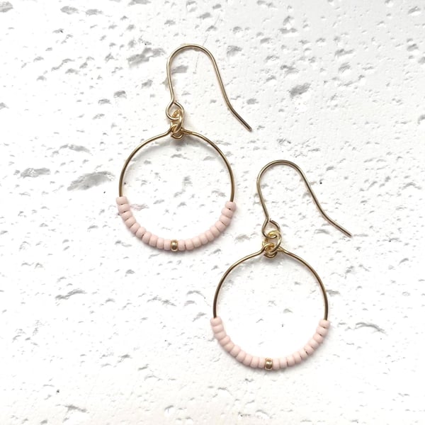 Small Miyuki Hoop Earrings - Rose