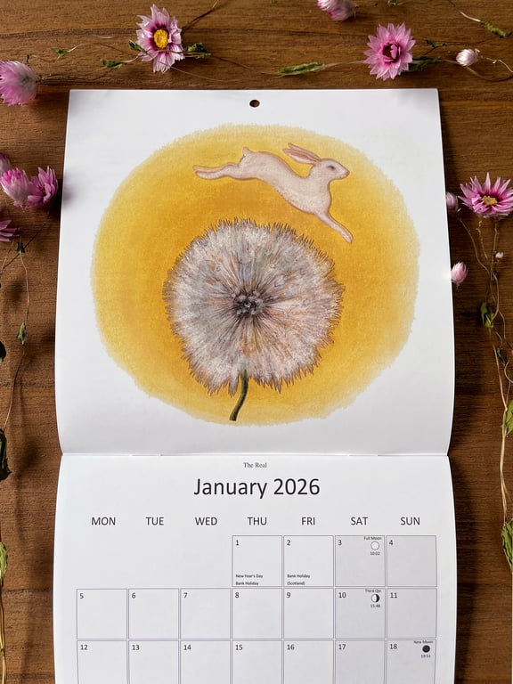 2026 Nature Art Calendar: Wildlife illustrations, wall calendar 