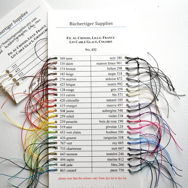 Fil Au Chinois Colour and Sample Chart