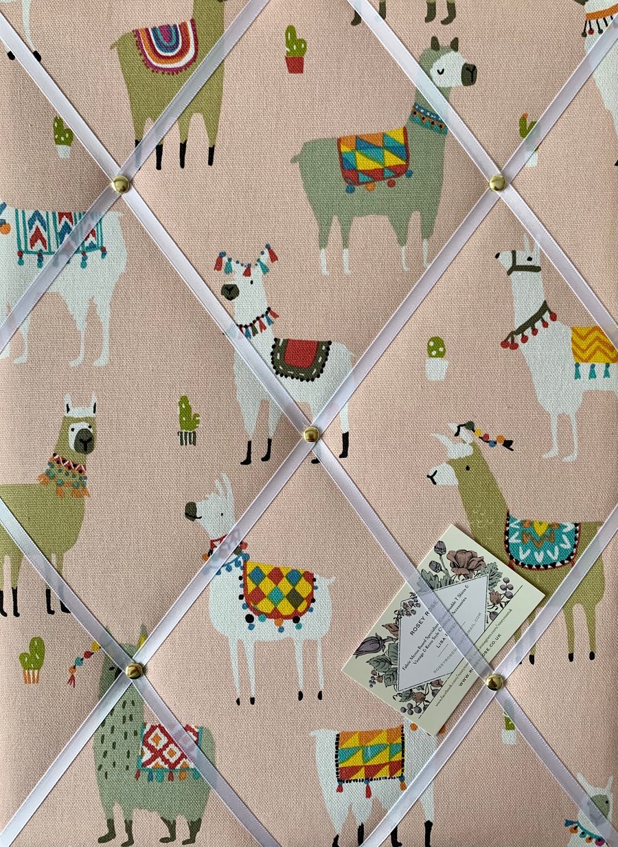 Handmade Bespoke Memo Notice Board With Linen Prestigious Alpaca Pink Bon Fabric