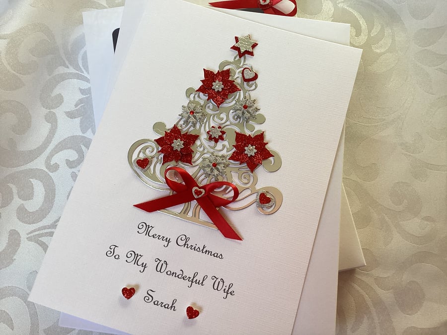 Christmas Card Personalised Handmade With Gift Box Wife Daughter Granddaughter 