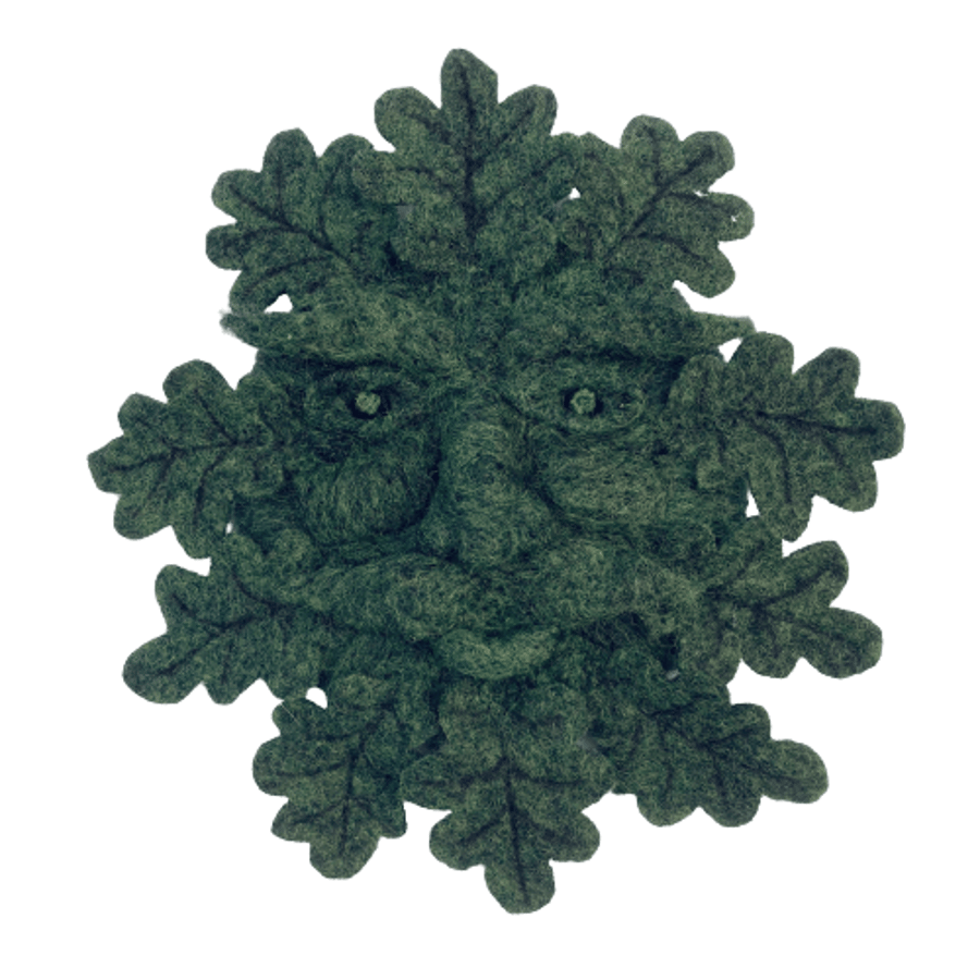 Green man wall plaque, needle felted