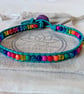 Multicoloured rainbow bead and teal leather bracelet, Pride bracelet 