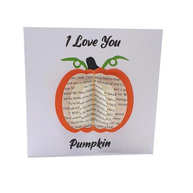 Pumpkin Card Gift - Handmade Book Page Pumpkin Card