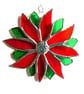 Red Flower Stained Glass Suncatcher Green Bright Colourful Floral - Image 5
