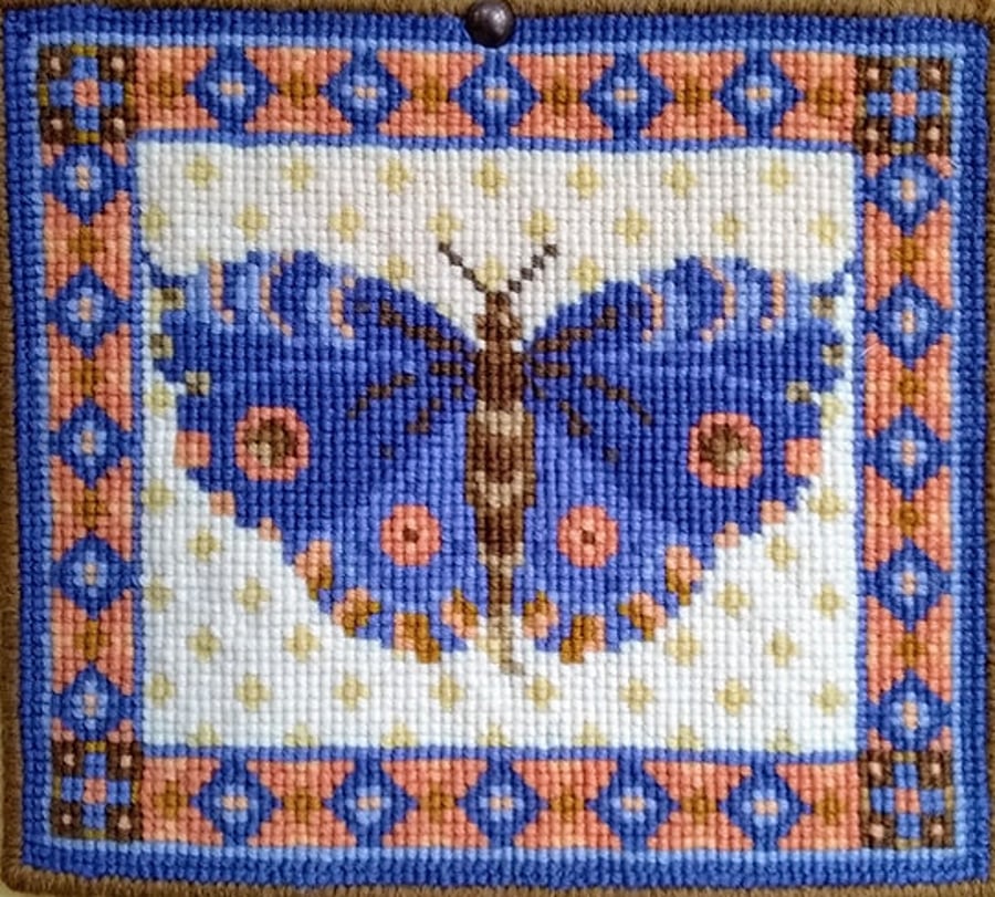 Blue Butterfy, Tapestry Kit, Needlepoint, Counted, Mother's Day