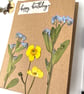 Handmade Card, Real Pressed Flower Buttercup, forget-me-not, Birthday Card - Image 2