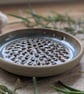 Hand thrown grater and herb stripper 